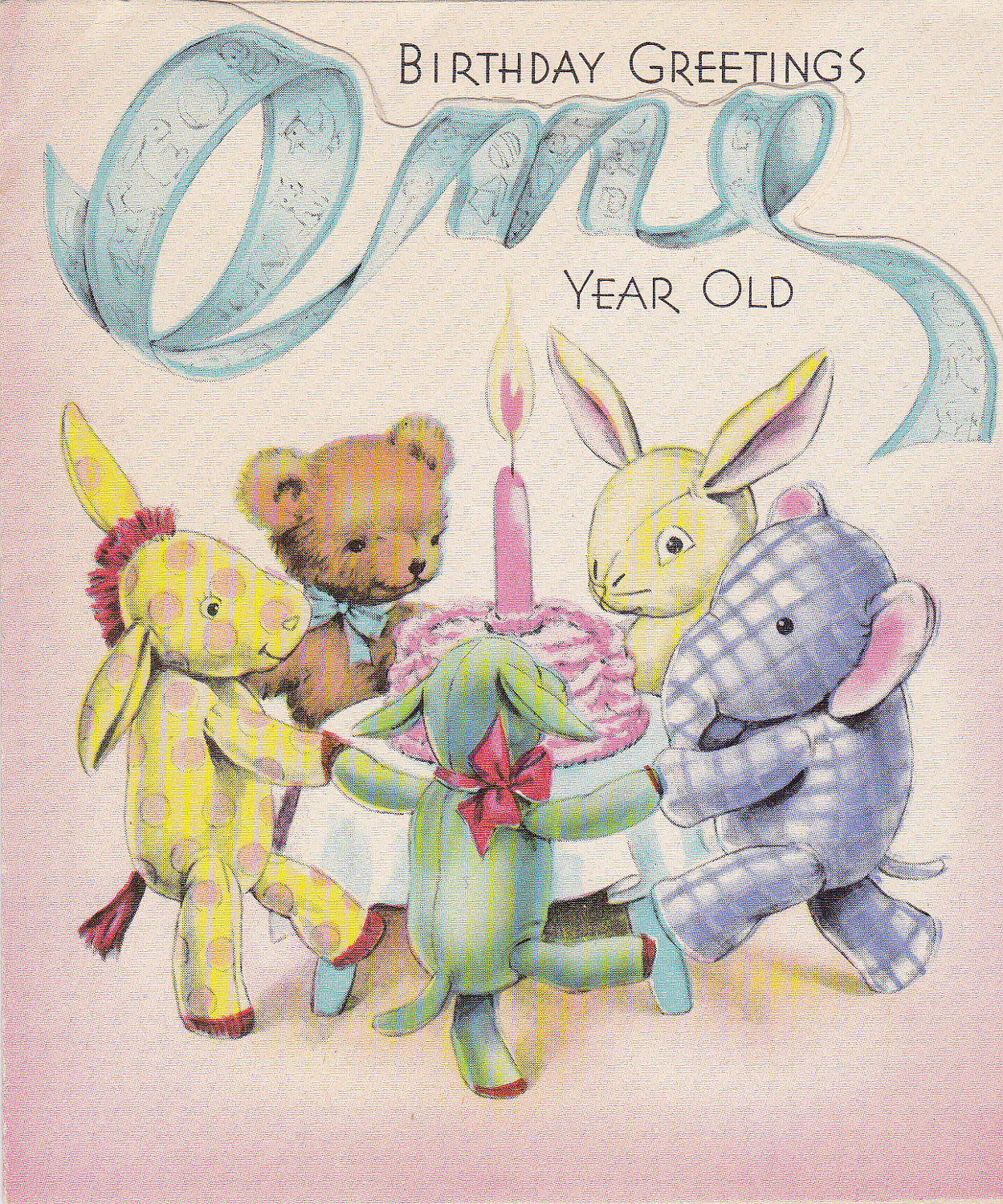 Best ideas about 1 Year Old Birthday Card
. Save or Pin Birthday Greetings e Year Old 1940s Vintage Greeting Card Now.