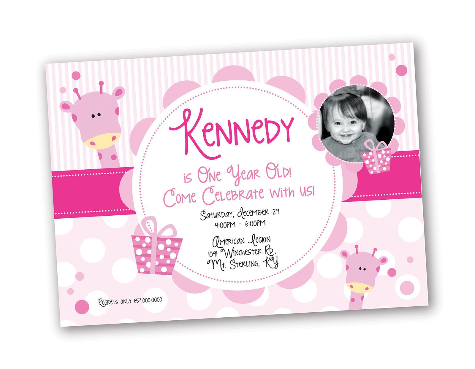 Best ideas about 1 Year Old Birthday Invitations
. Save or Pin 1 Year Old Girl Birthday Invitation Giraffe Theme Design Now.