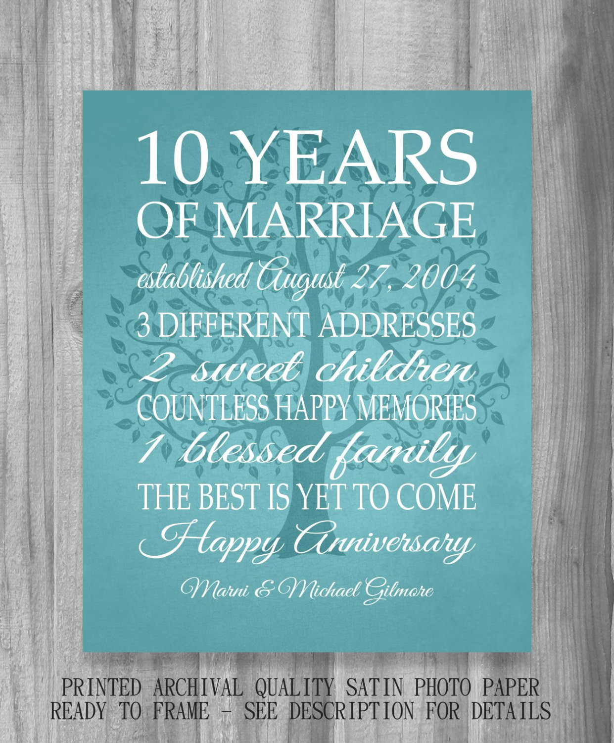 Best ideas about 10 Year Anniversary Gift Ideas For Husband
. Save or Pin 10 Year Anniversary Gift Print Wedding Anniversary Now.