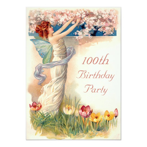 Best ideas about 100th Birthday Card
. Save or Pin 100th Birthday Vintage Fairy Blossom Card Now.