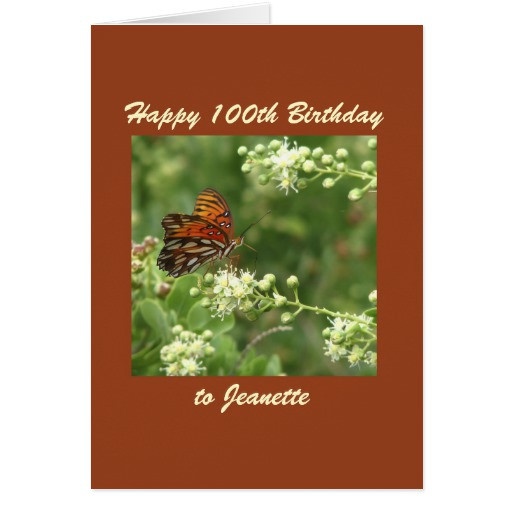 Best ideas about 100th Birthday Card
. Save or Pin Happy 100th Birthday Greeting Card Butterfly Now.