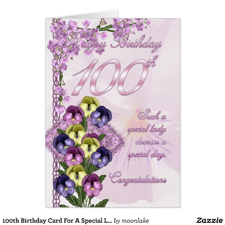 Best ideas about 100th Birthday Card
. Save or Pin 100th Birthday Card For A Special Lady Now.