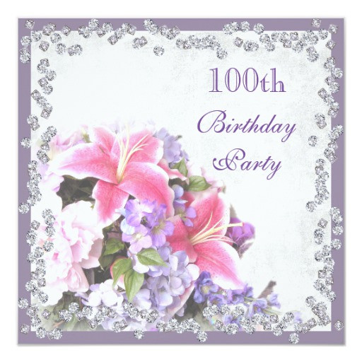 Best ideas about 100th Birthday Card
. Save or Pin Diamond Framed Flowers 100th Birthday Card Now.