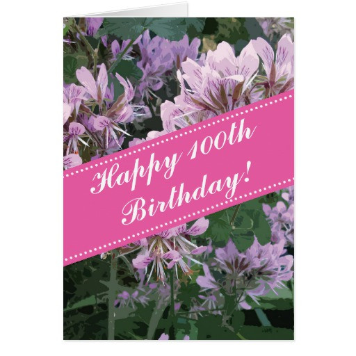 Best ideas about 100th Birthday Card
. Save or Pin 100th Birthday greeting card with pink flowers Now.