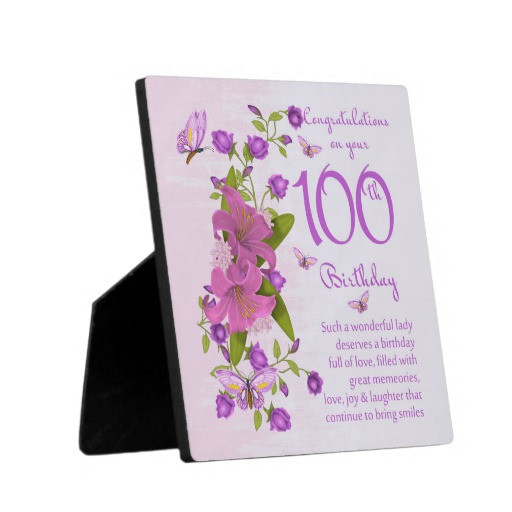 Best ideas about 100Th Birthday Gift Ideas
. Save or Pin 100th Birthday Gift Plaque 5 25 x 5 25 with Easel Now.