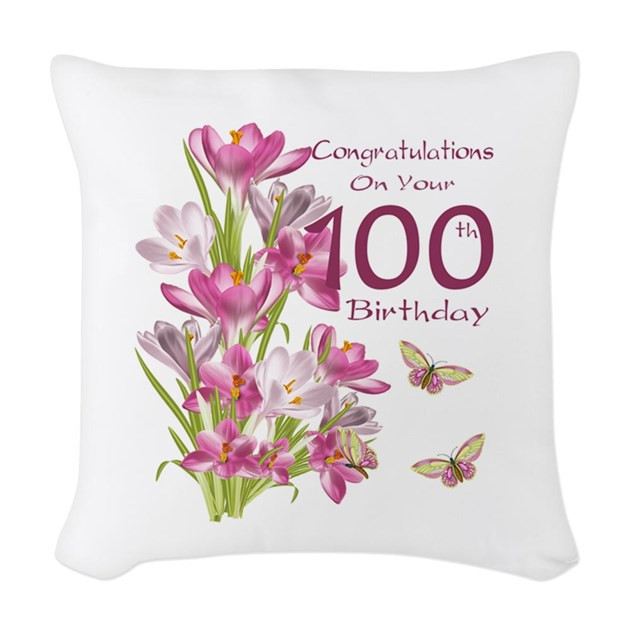 Best ideas about 100Th Birthday Gift Ideas
. Save or Pin 100th Birthday Pink Crocus Woven Throw Pillow by Now.