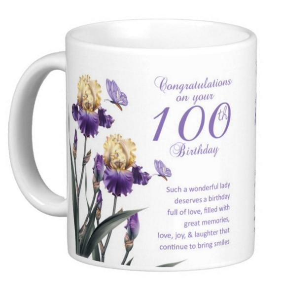 Best ideas about 100Th Birthday Gift Ideas
. Save or Pin 100th birthday t mug with Iris butterflies and a lovely Now.