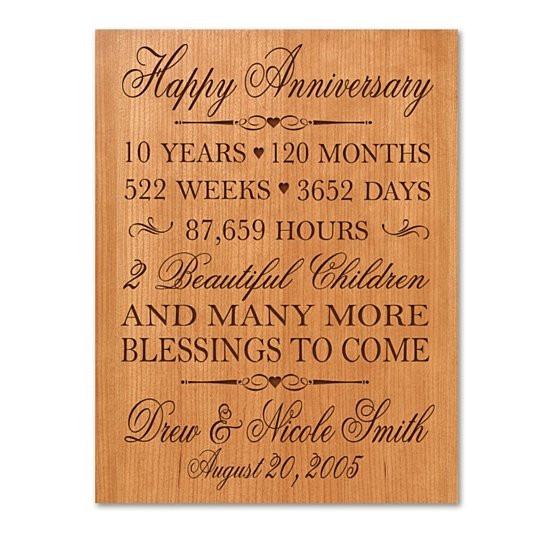 Best ideas about 10Th Anniversary Gift Ideas For Her
. Save or Pin Buy Personalized 10th Anniversary Plaque Can be Now.