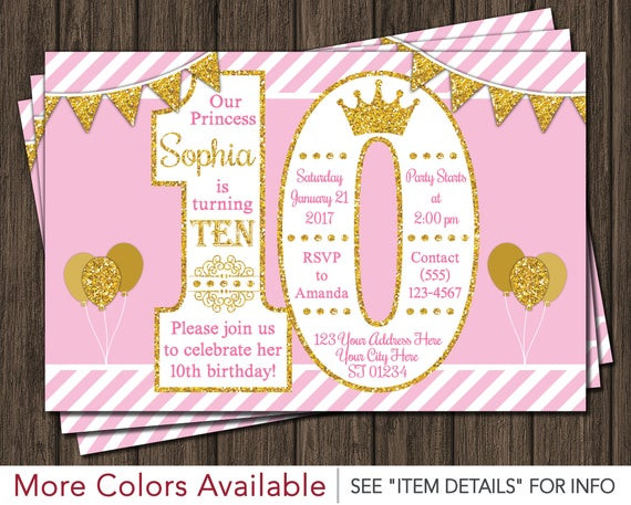 Best ideas about 10th Birthday Invitations
. Save or Pin Princess Birthday Invitation 10th Birthday Invitations Age Now.