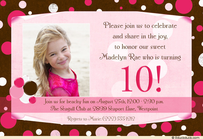 Best ideas about 10th Birthday Invitations
. Save or Pin 10th Birthday Party Invitation Wording Now.