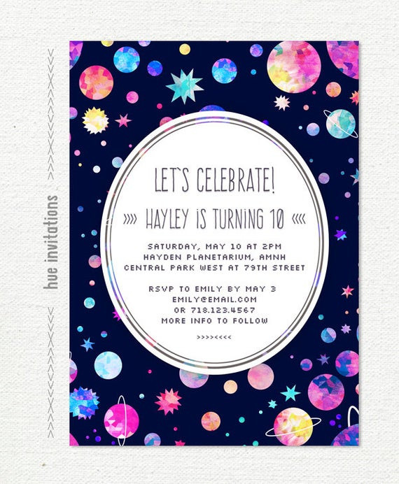 Best ideas about 10th Birthday Invitations
. Save or Pin girls 10th birthday party invitation space themed birthday Now.