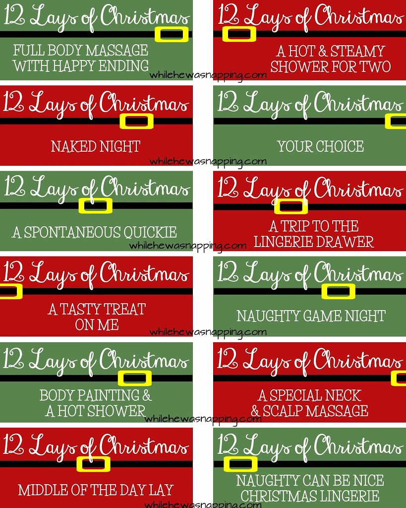 Best ideas about 12 Days Of Christmas Gift Ideas For Him
. Save or Pin Printable 12 Lays of Christmas Coupons for Couples Now.