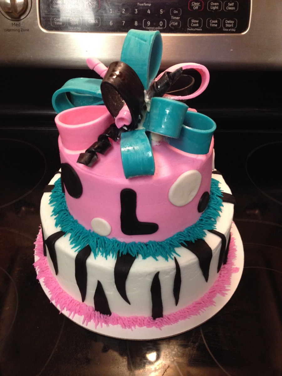 Best ideas about 13 Birthday Cake
. Save or Pin 13Th Birthday Cake With Zebra Print Polka Dots And Bow In Now.
