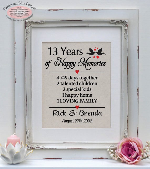 Best ideas about 13 Year Anniversary Gift Ideas
. Save or Pin 13th wedding anniversary t 13 years by PepperandBlueDesigns Now.