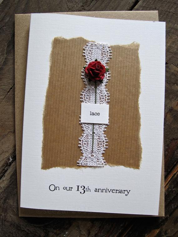 Best ideas about 13Th Anniversary Gift Ideas
. Save or Pin 13th Anniversary Keepsake Card LACE Lace with a Single Red Now.