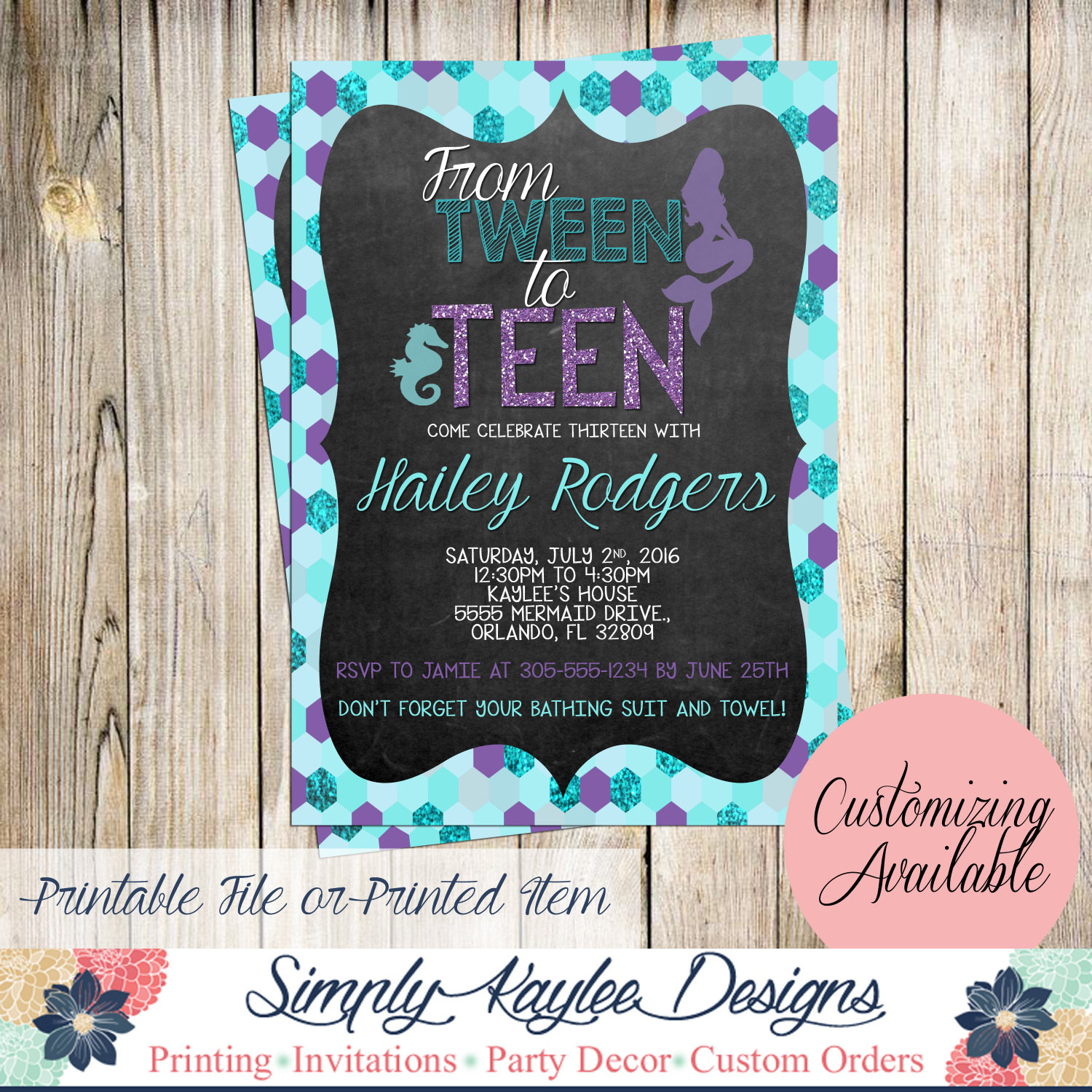 Best ideas about 13th Birthday Invitations
. Save or Pin Tween to Teen Mermaid Birthday Invitation Thirteenth Now.