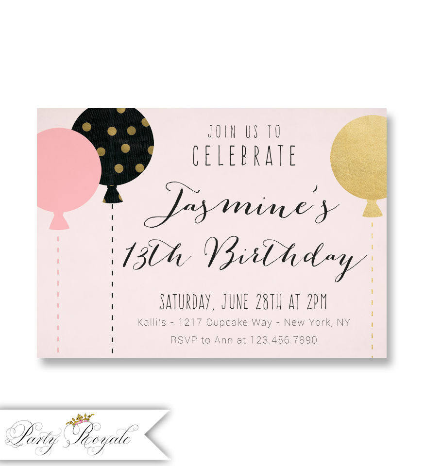 Best ideas about 13th Birthday Invitations
. Save or Pin Pink and Gold 13th Birthday Invitations for Teenage Girls Now.