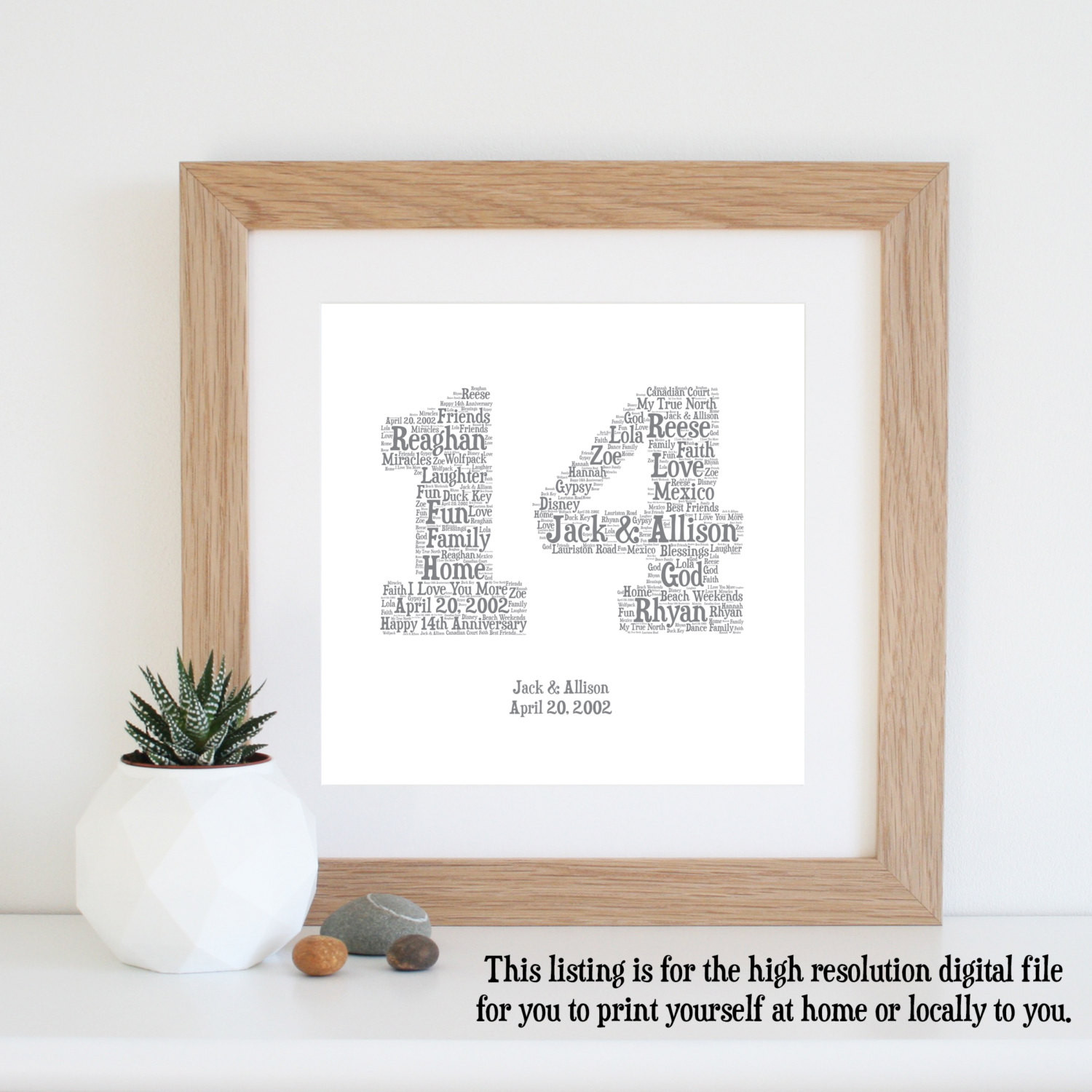 Best ideas about 14Th Anniversary Gift Ideas
. Save or Pin 14th ANNIVERSARY GIFT Word Art Printable Art 14 Year Now.