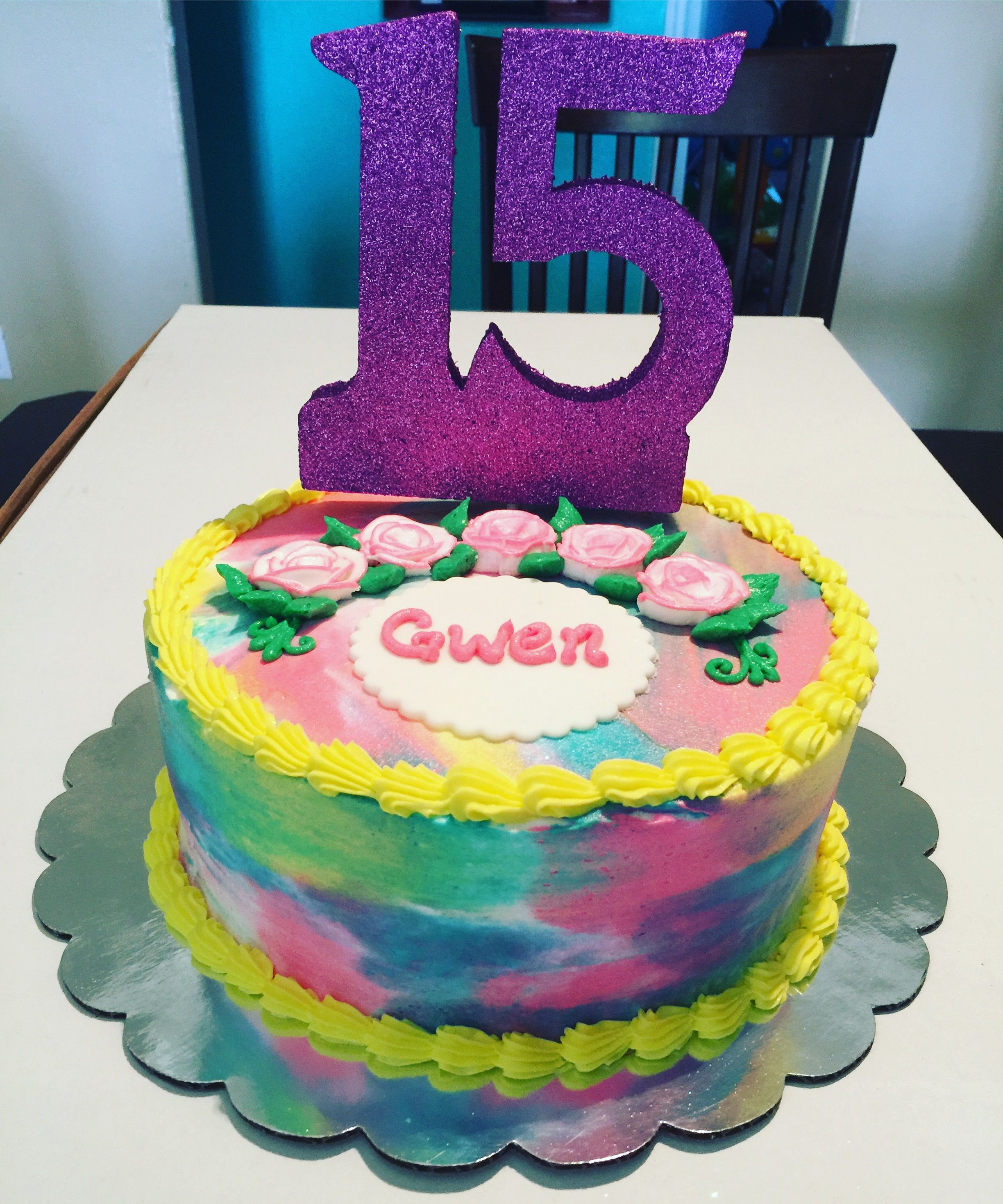 Best ideas about 15 Year Old Birthday Ideas
. Save or Pin Colorful Buttercream frosted cake for a sweet 15 year old Now.