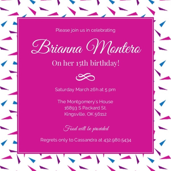Best ideas about 15th Birthday Party Invitations
. Save or Pin Hot Pink 15th Birthday Invitation Birthday Party Now.