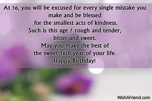 Best ideas about 16 Birthday Quotes
. Save or Pin 16th Birthday Wishes Now.