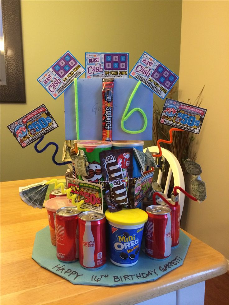 Best ideas about 16th Birthday Gift Ideas
. Save or Pin 16th birthday "cake" for boy Pringles soda cookies Now.