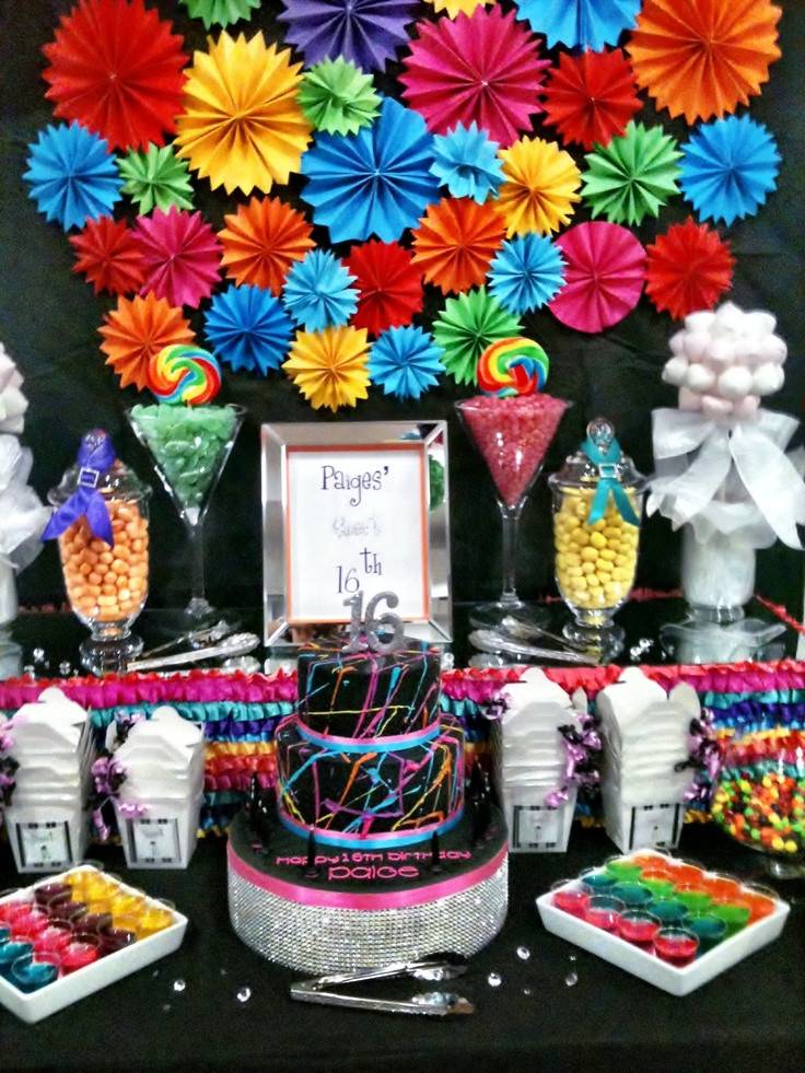 Best ideas about 16th Birthday Party
. Save or Pin Bright Rainbow 16th Birthday Theme Now.