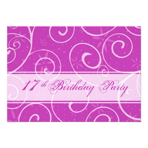 Best ideas about 17th Birthday Invitations
. Save or Pin Pink Swirls 17th Birthday Party Invitation Cards 5" X 7 Now.