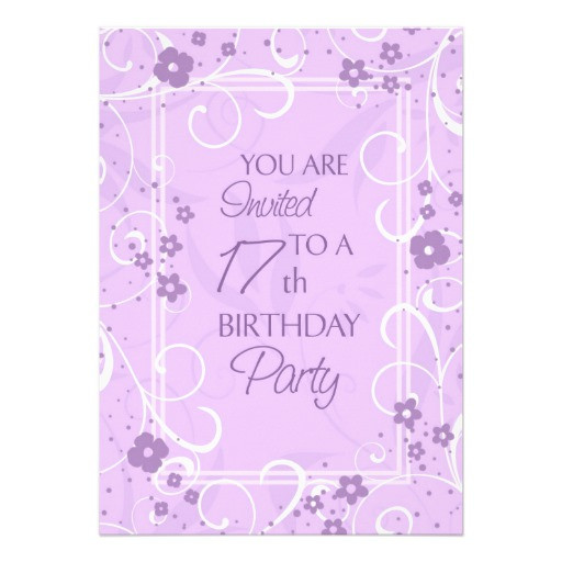 Best ideas about 17th Birthday Invitations
. Save or Pin Lavender Floral 17th Birthday Party Invitations 5" X 7 Now.