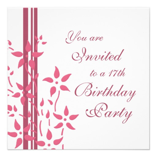 Best ideas about 17th Birthday Invitations
. Save or Pin Floral 17th Birthday Party Invitations 5 25" Square Now.