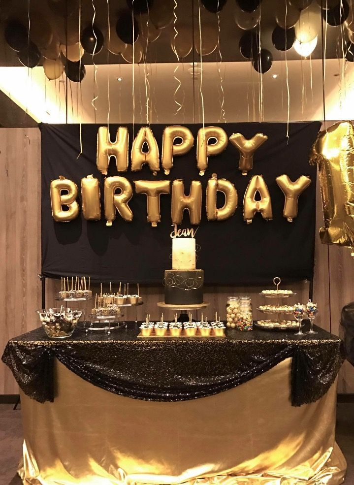 Best ideas about 18th Birthday Decorations
. Save or Pin Dessert table for Black and Gold birthday party theme Now.