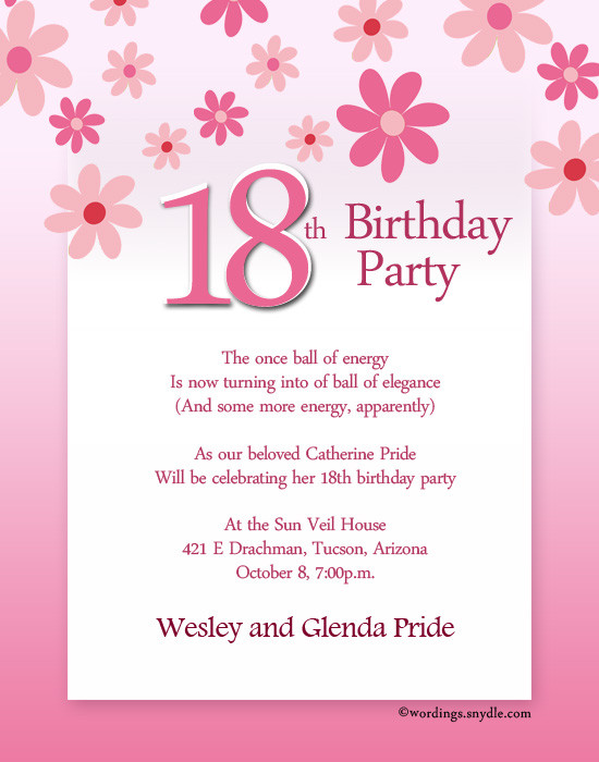 Best ideas about 18th Birthday Party Invitations
. Save or Pin 18th Birthday Party Invitation Wording Wordings and Messages Now.