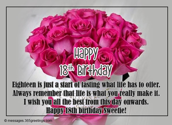 Best ideas about 18th Birthday Quotes
. Save or Pin 18th Birthday Wishes Messages and Greetings Now.