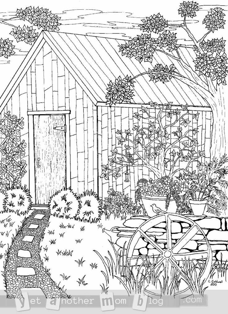 Best ideas about 1950'S Printable Coloring Pages
. Save or Pin Coloring Page for Grown Ups Garden Scene Now.