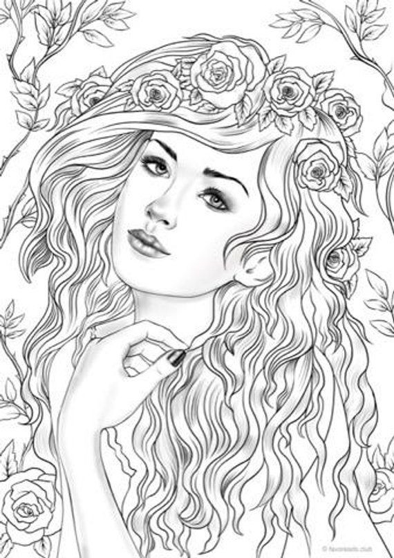 Best ideas about 1950'S Printable Coloring Pages
. Save or Pin Nymph Printable Adult Coloring Page from Favoreads Now.