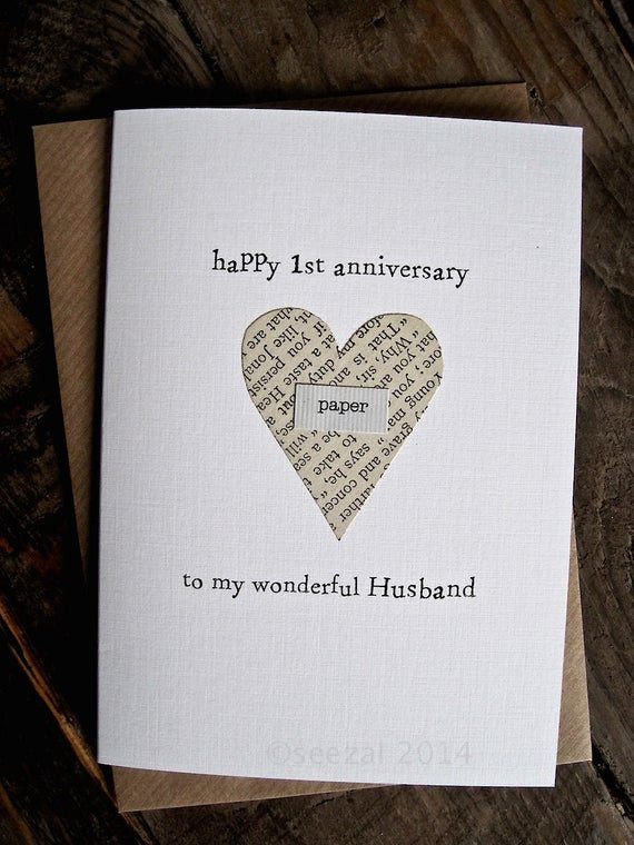 Best ideas about 1St Anniversary Paper Gift Ideas
. Save or Pin 1st Anniversary Card PAPER Husband Wife First anniversary Now.
