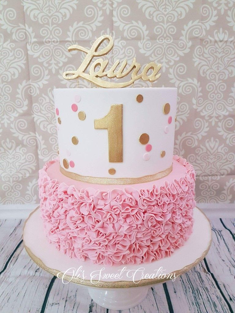 Best ideas about 1st Birthday Cake Girl
. Save or Pin First birthday cake with pink and gold theme Now.