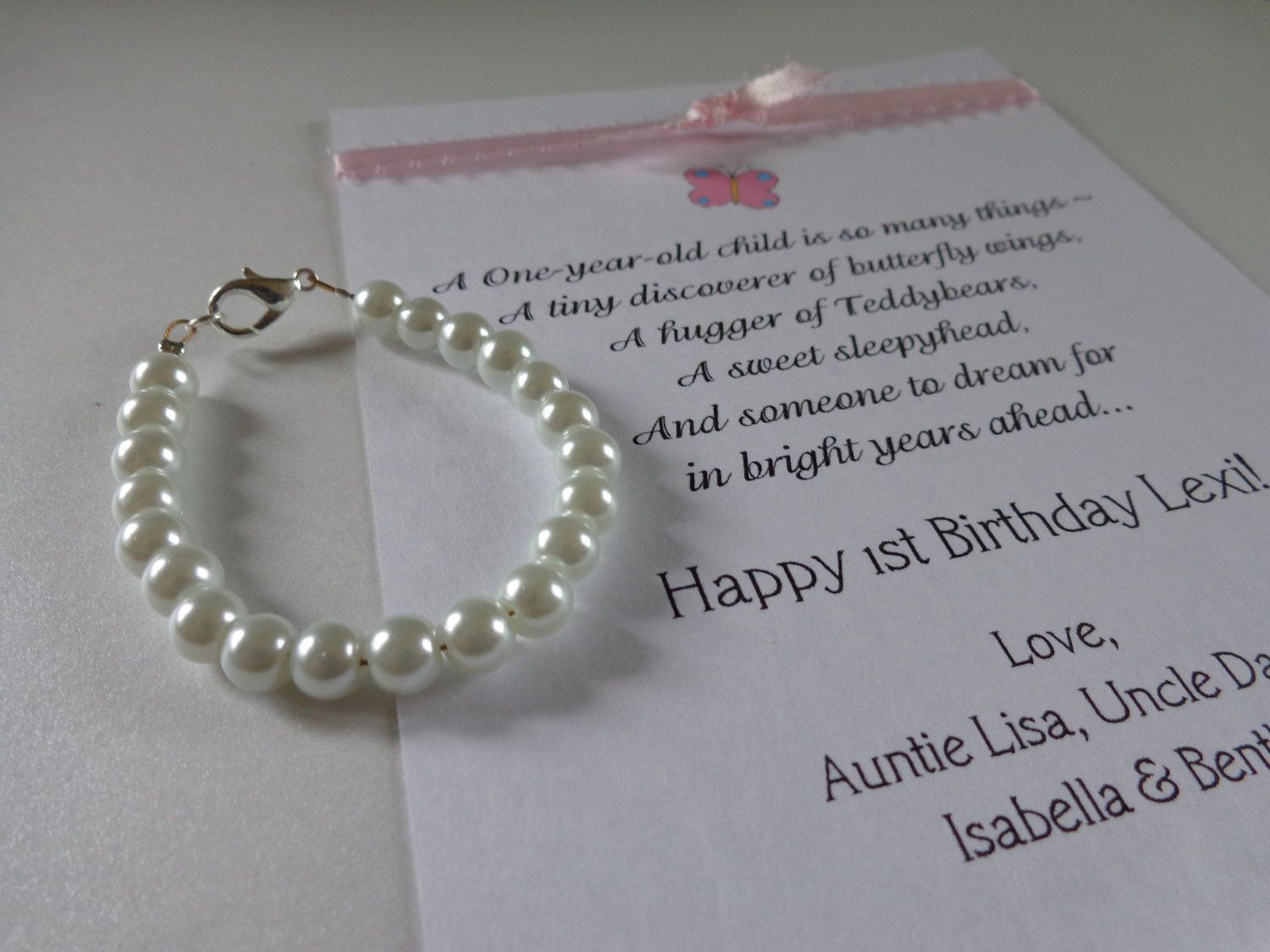 Best ideas about 1st Birthday Gifts For Girl
. Save or Pin BABY GIRL 1st Birthday Gift Pearl Bracelet with Birthday Now.