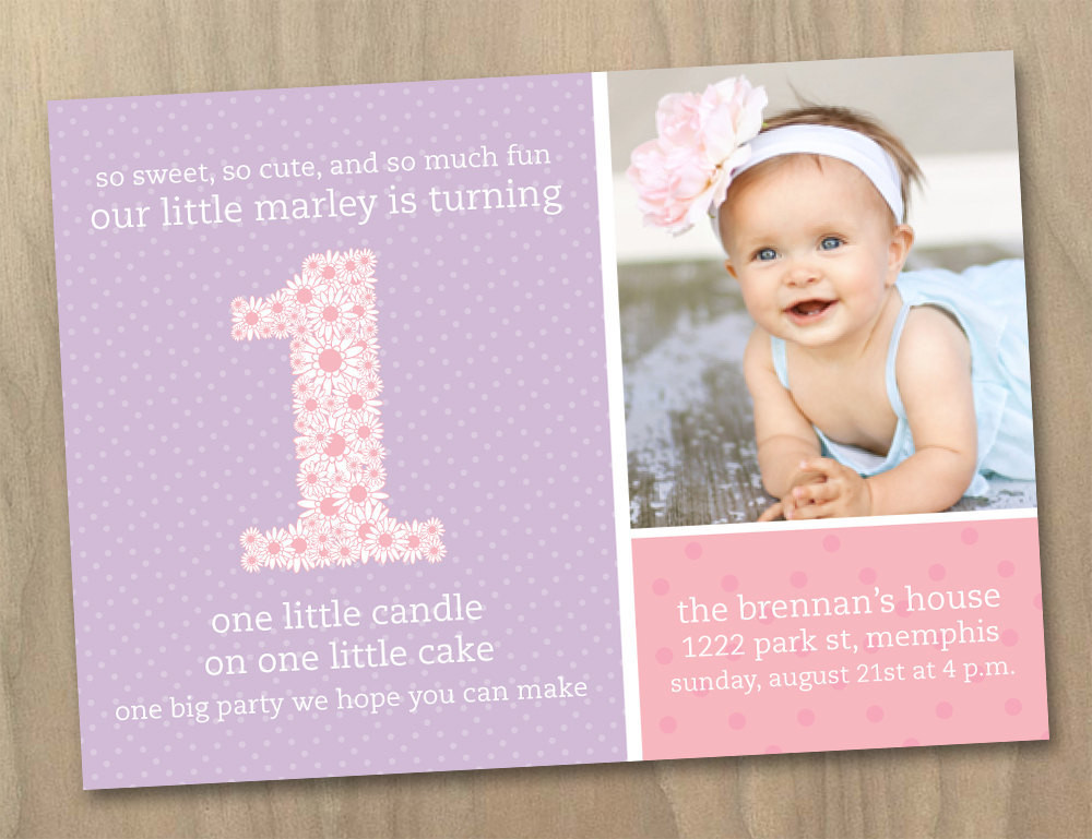 Best ideas about 1st Birthday Girl Invitations
. Save or Pin Baby Girl First 1st Birthday Invitation Pink and Now.