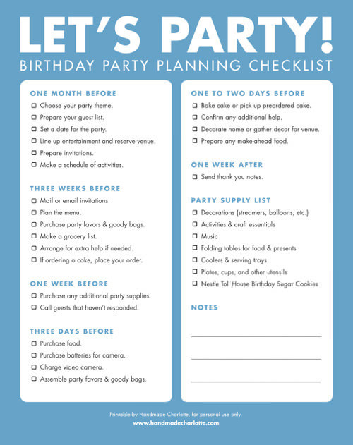 Best ideas about 1st Birthday Party Checklist
. Save or Pin DIY Printable Birthday Party Checklist ⋆ Handmade Charlotte Now.