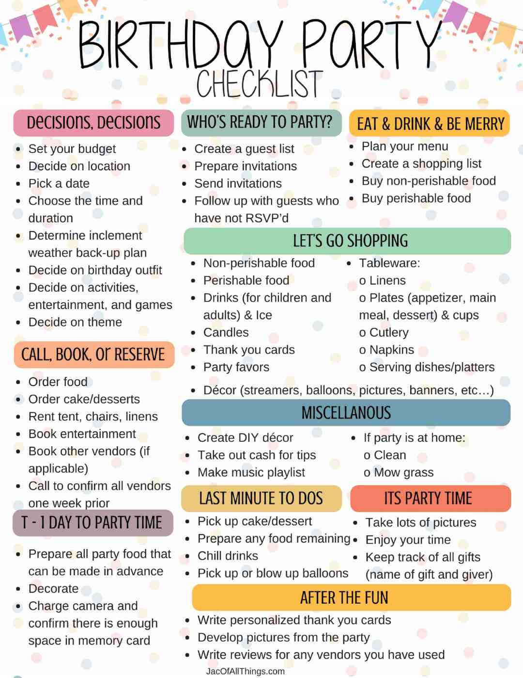 Best ideas about 1st Birthday Party Checklist
. Save or Pin How to Plan a Birthday Party Checklist Free Printable Now.