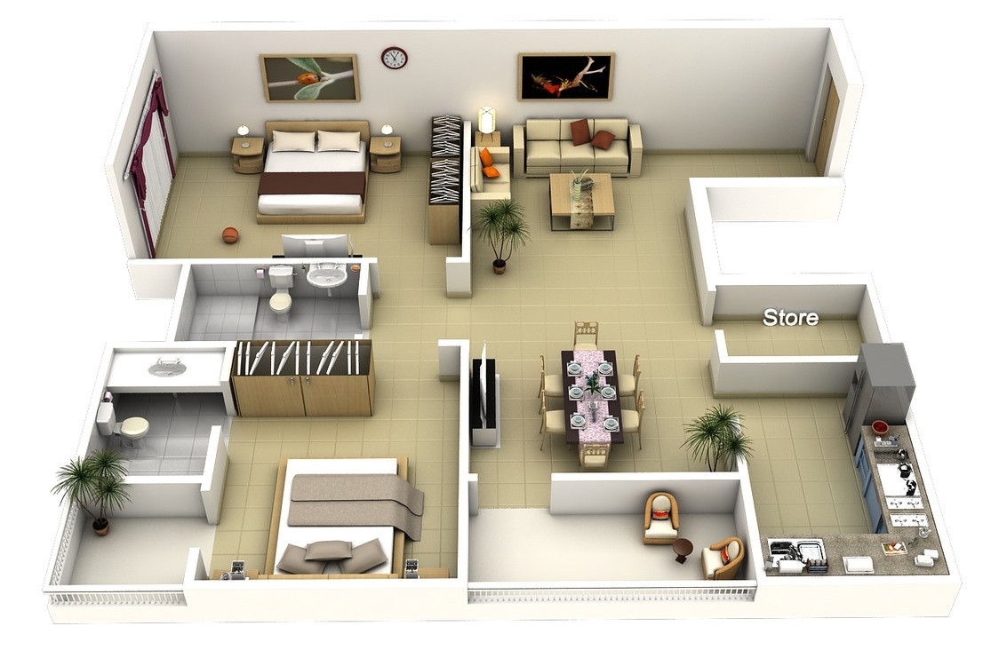 Best ideas about 2 Bedroom Apartment
. Save or Pin 50 Two "2" Bedroom Apartment House Plans Now.