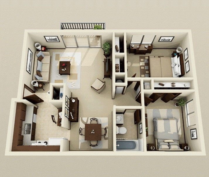 Best ideas about 2 Bedroom Apartment
. Save or Pin 2 Bedroom Apartment House Plans Now.