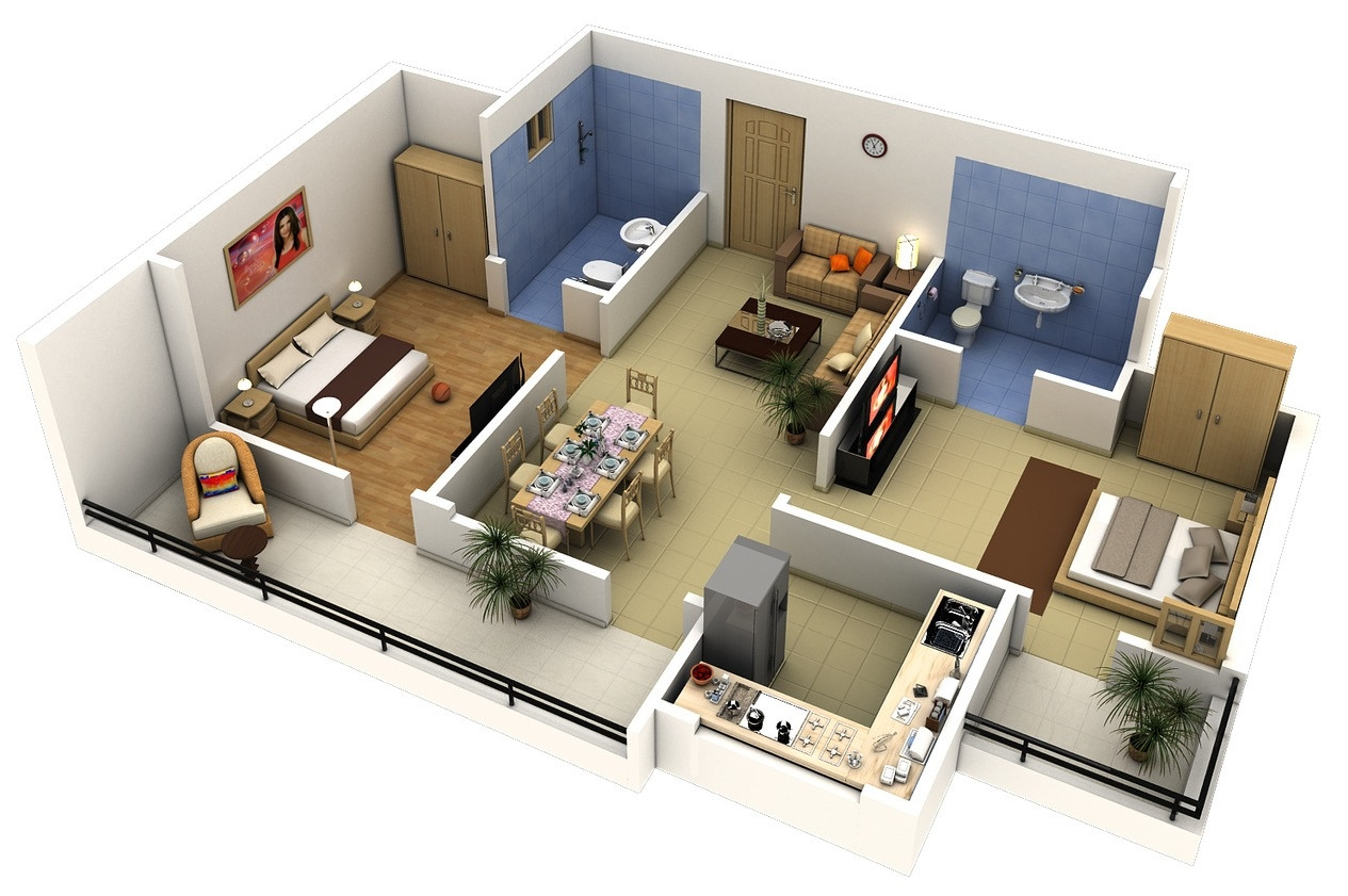 Best ideas about 2 Bedroom Apartment
. Save or Pin 2 Bedroom Apartment House Plans Now.