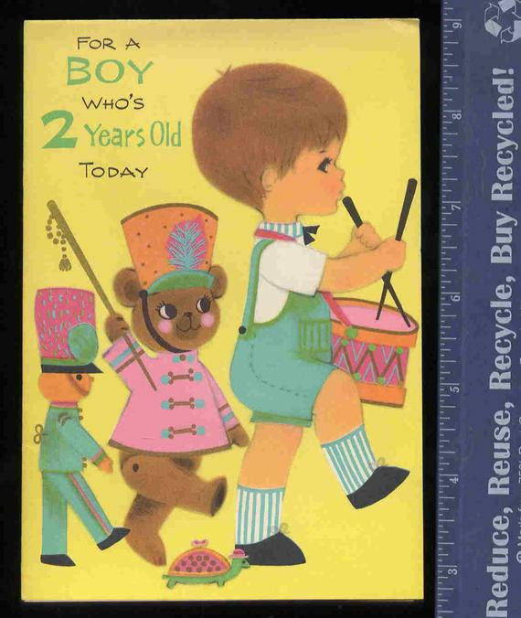 Best ideas about 2 Year Old Birthday Card
. Save or Pin Vintage 2 Year old Boy BIRTHDAY Greeting CARD by Now.