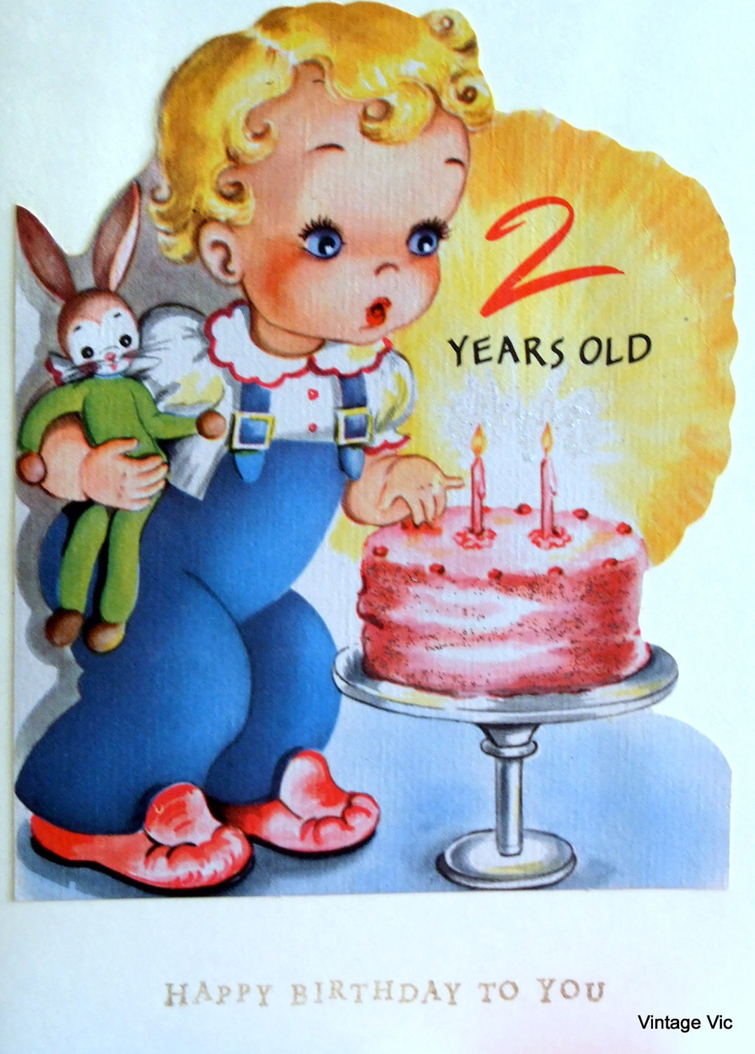 Best ideas about 2 Year Old Birthday Card
. Save or Pin Birthday card for 2 year old Made from vintage card Now.