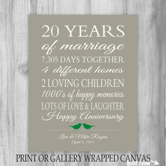Best ideas about 20 Year Wedding Anniversary Gift Ideas
. Save or Pin 20 Year Anniversary Gift 20th Anniversary Art Print Now.