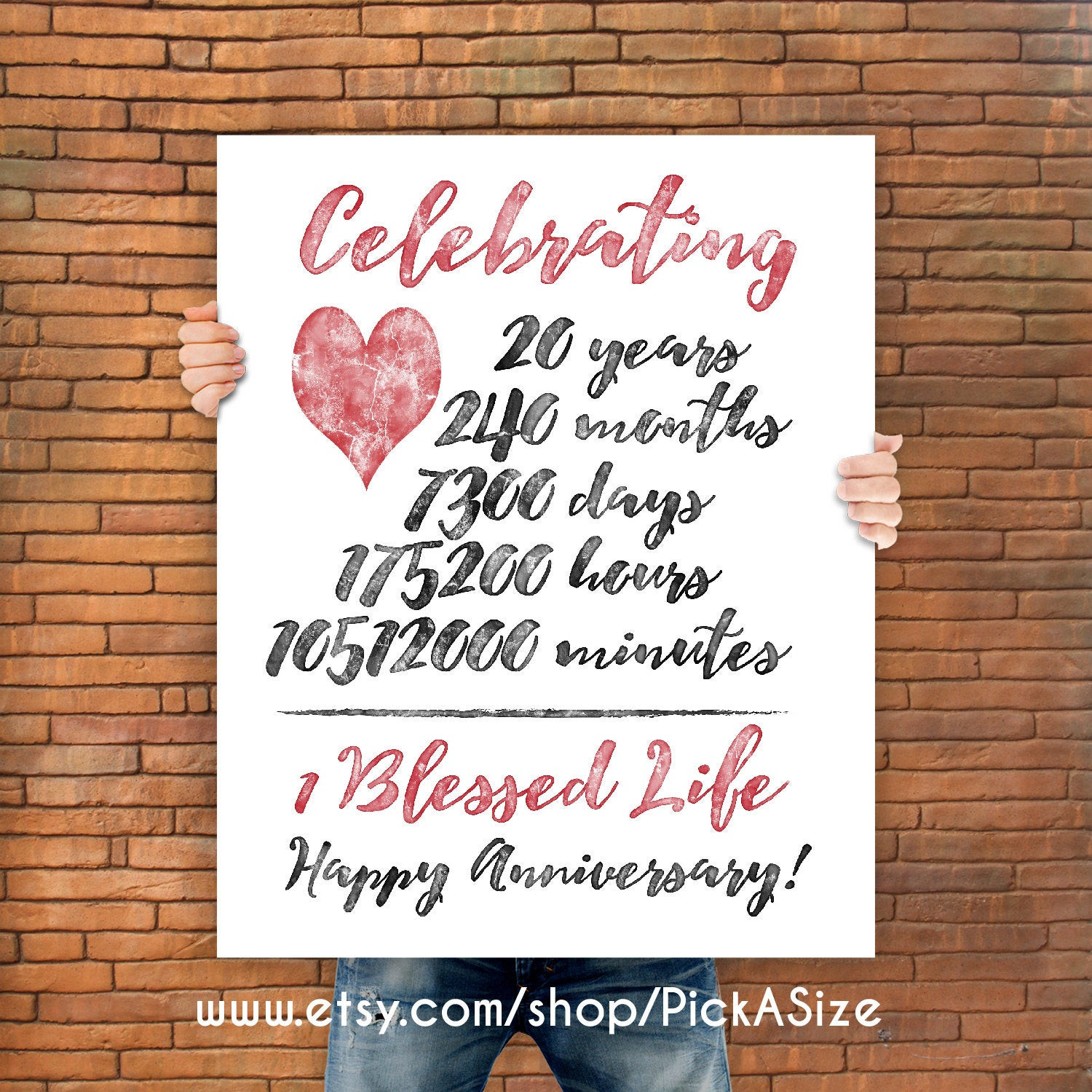 Best ideas about 20Th Anniversary Gift Ideas
. Save or Pin 20th anniversary 20 Year Anniversary Gift Print Wedding Now.