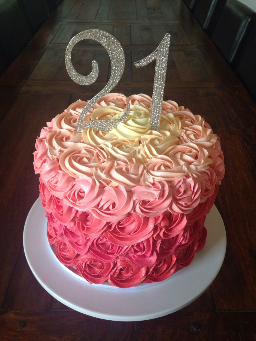 Best ideas about 21 Birthday Cake Idea
. Save or Pin 21st birthday cake Buttercream rosettes Now.