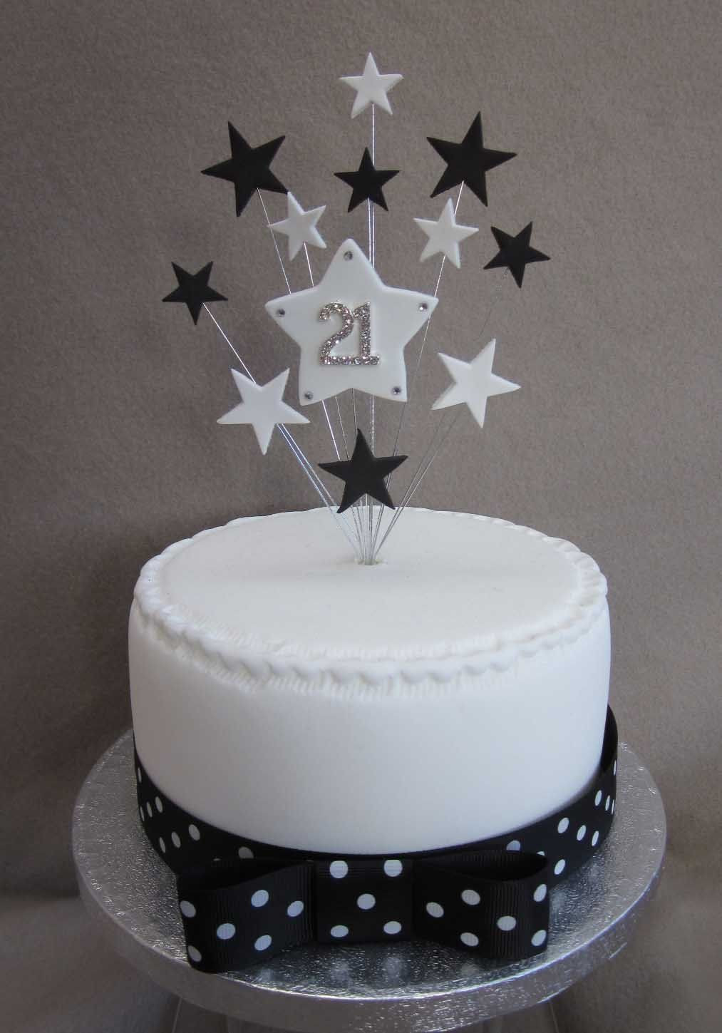 Best ideas about 21st Birthday Cake Toppers
. Save or Pin 21st Birthday Cake Topper Black And White Stars Suitable Now.